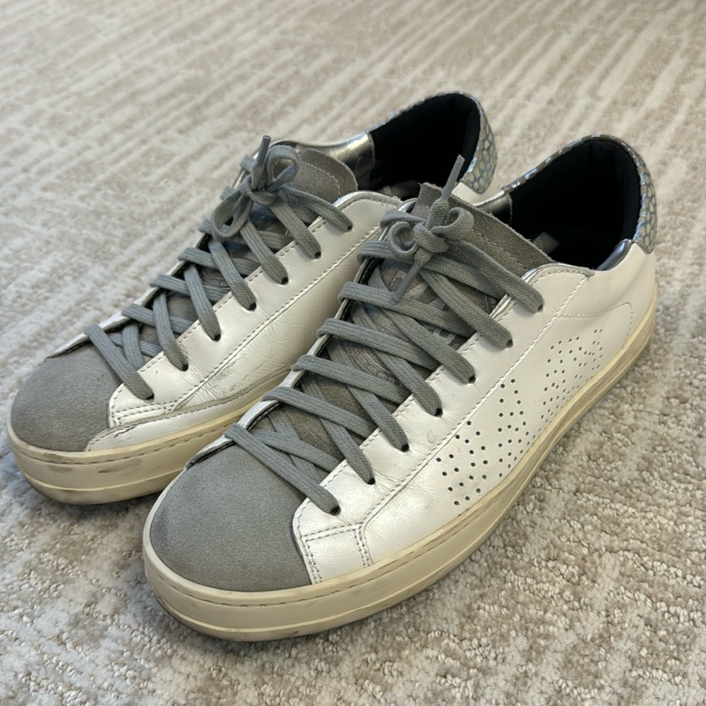 P448 sneakers - white and gray - Gray suede white leather